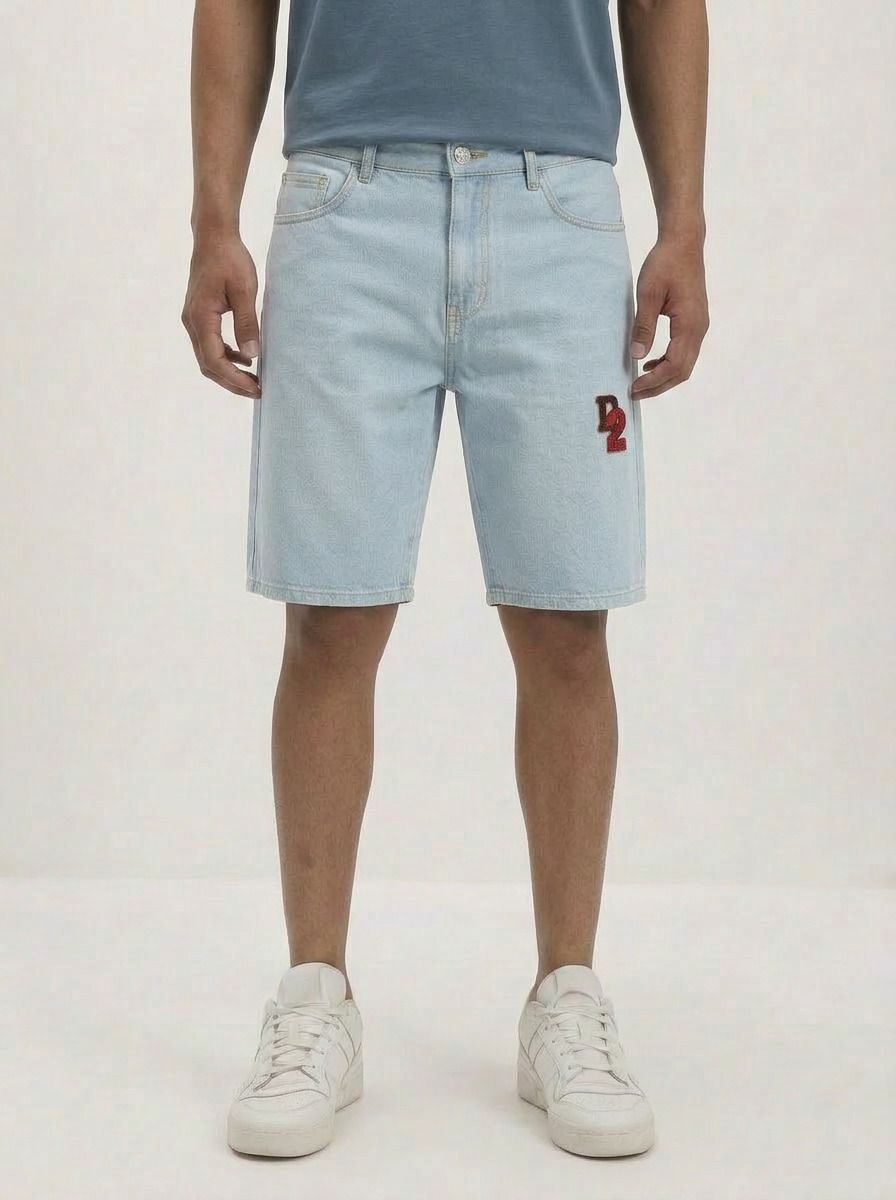 dolsia Solid, Dyed/Washed Men Denim Light Blue Denim Shorts-picture-45