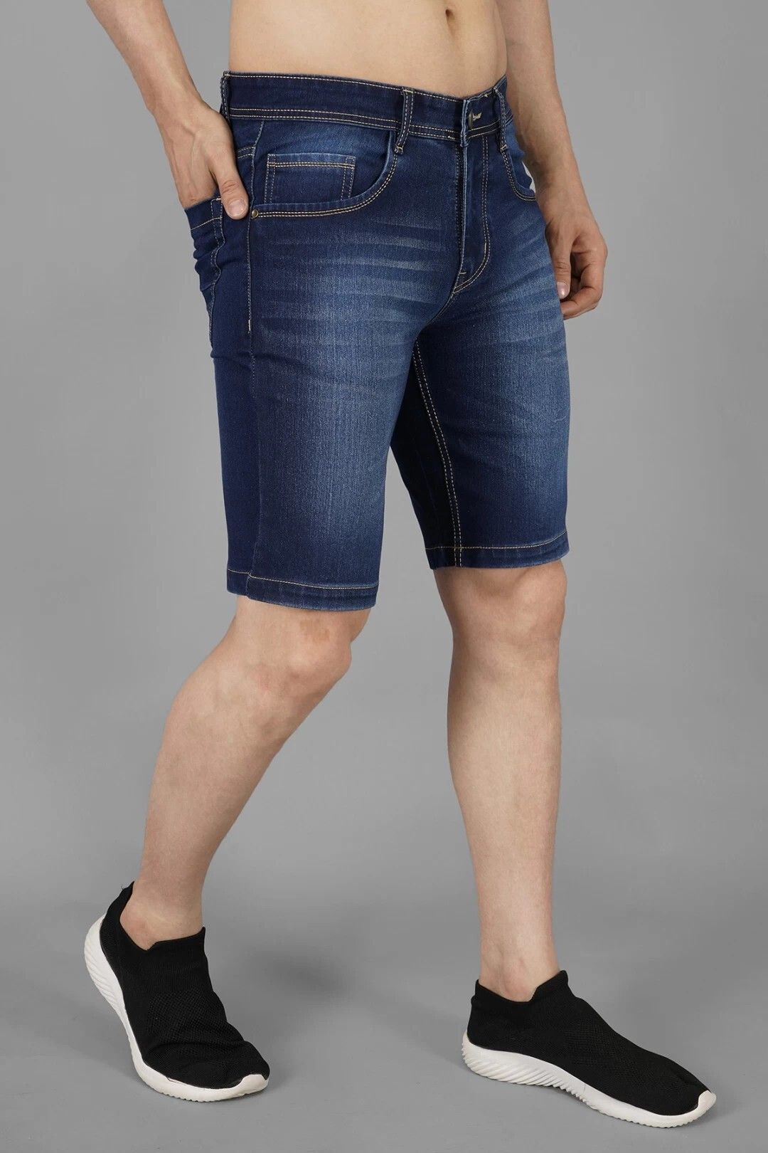 Solid Men Denim Blue Denim Shorts-image-28