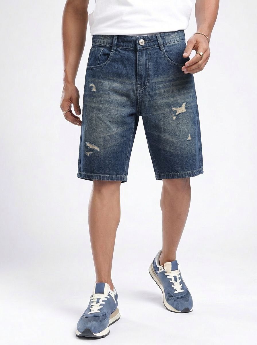 acuan Solid Men Denim Blue Denim Shorts-picture-11