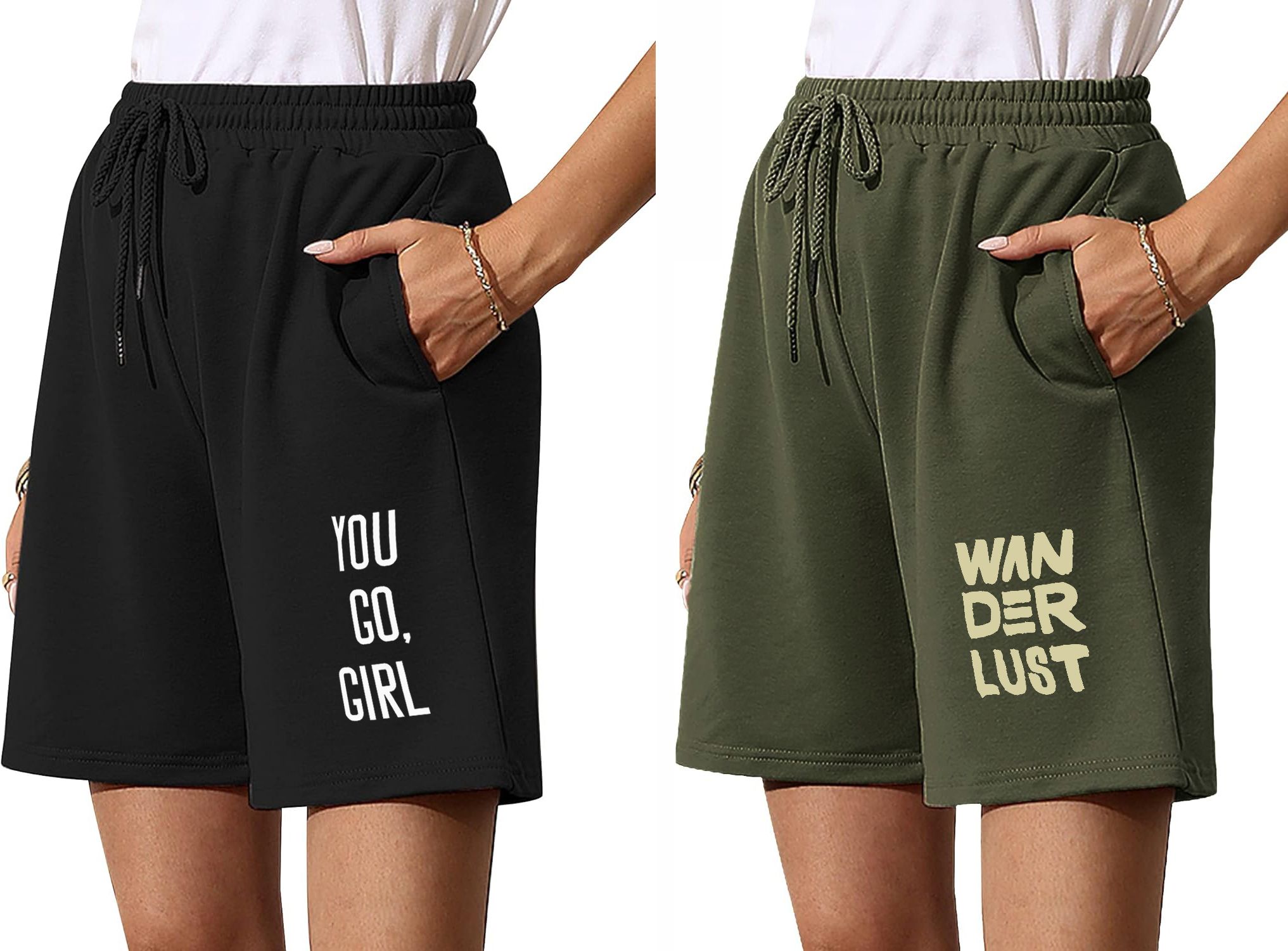 hotfits Pack of 2 Printed Women Black, Green Regular Shorts, Casual Shorts, Night Shorts-picture-11