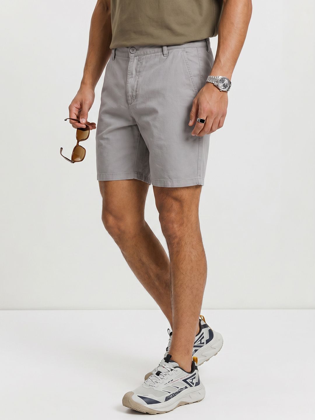 roadster Solid Men Grey Chino Shorts-picture-24