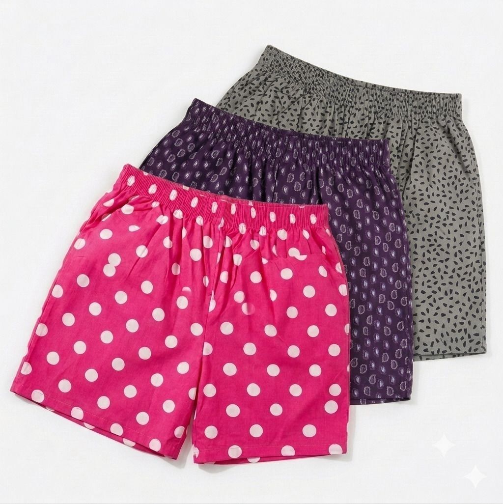 biva Pack of 3 Printed Women Multicolor Boxer Shorts, Basic Shorts, Hotpants, Regular Shorts, Casual Shorts-picture-11