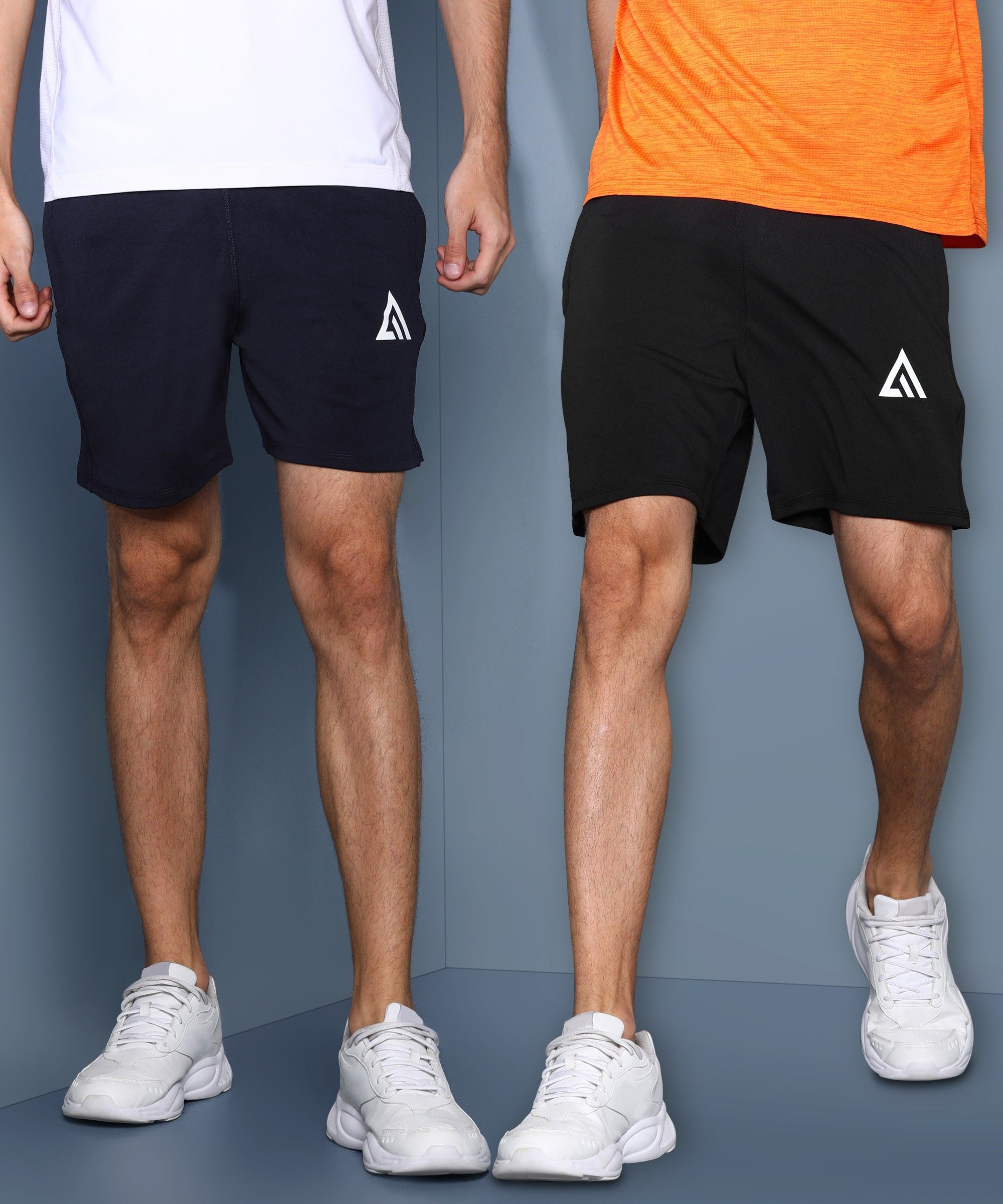 Pack of 2 Solid Men Black, Blue Basic Shorts, Beach Shorts, Baggy Shorts, Gym Shorts, Cycling Shorts