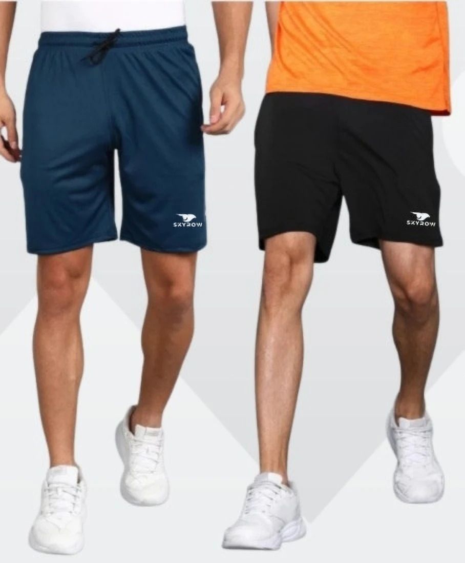 skyrow Pack of 2 Solid Men Multicolor Basic Shorts-picture-50