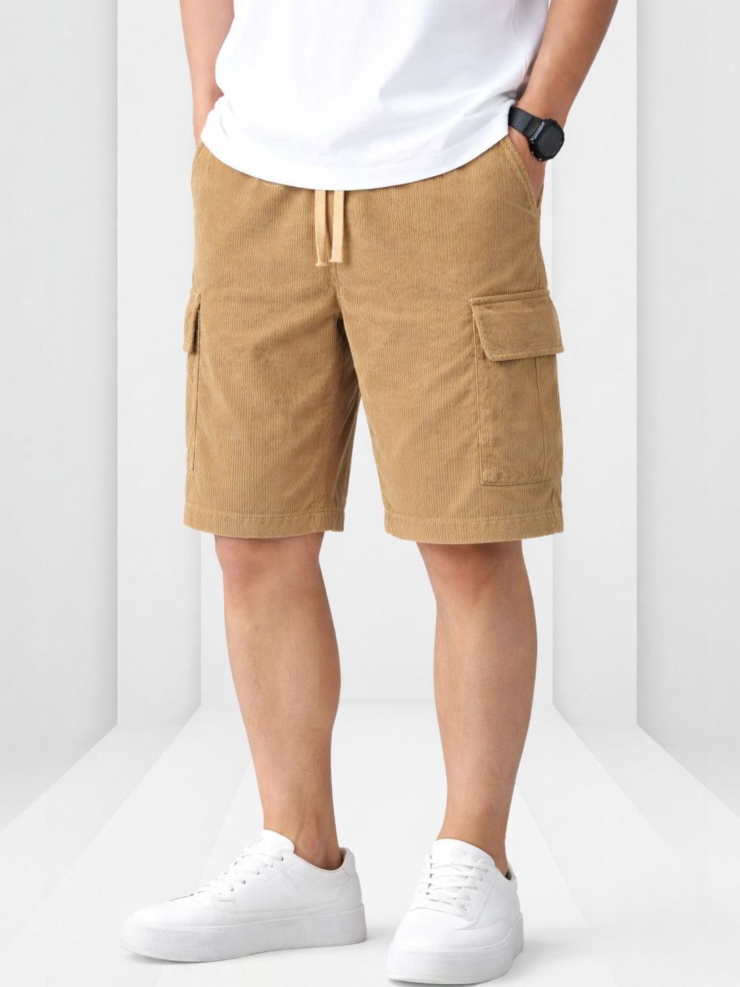 metronaut Men's Comfortable Solid Polycotton Lounge & Casual Shorts Solid Men Beige Casual Shorts-picture-14