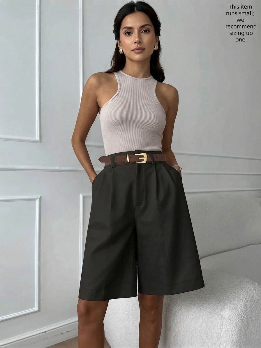 kotty Solid Women Black Bermuda Shorts-picture-4