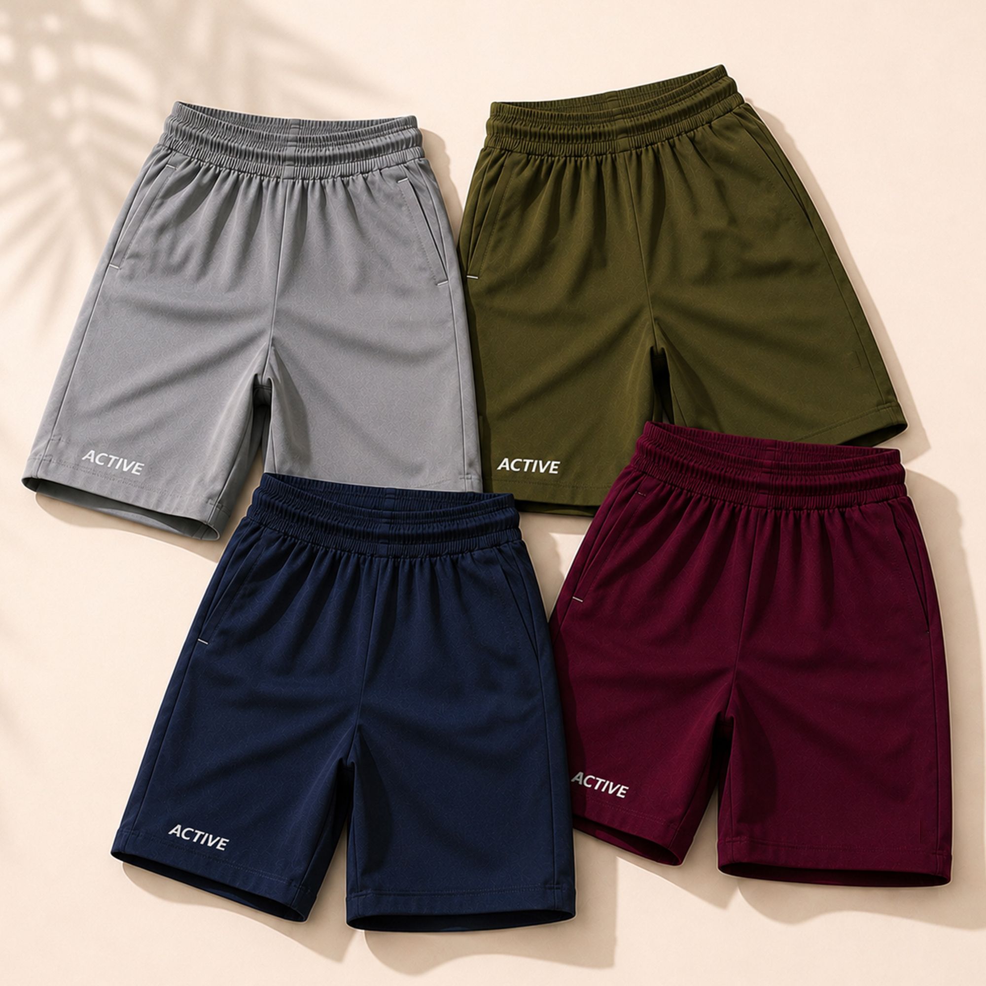 kayro Pack of 4 Solid Men Grey, Dark Blue, Maroon Casual Shorts-picture-14