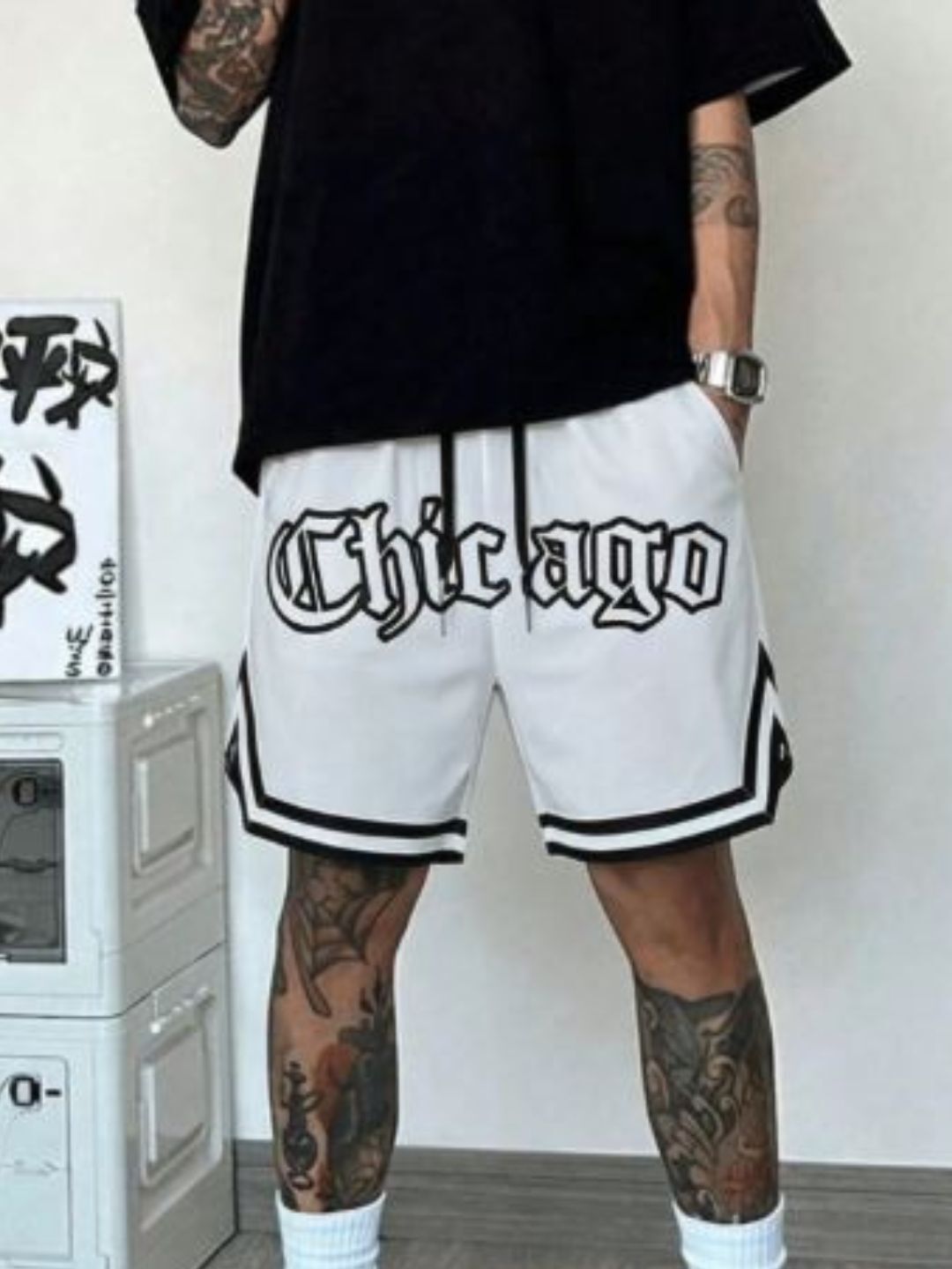 trendstalk Striped Men White Sports Shorts-picture-25