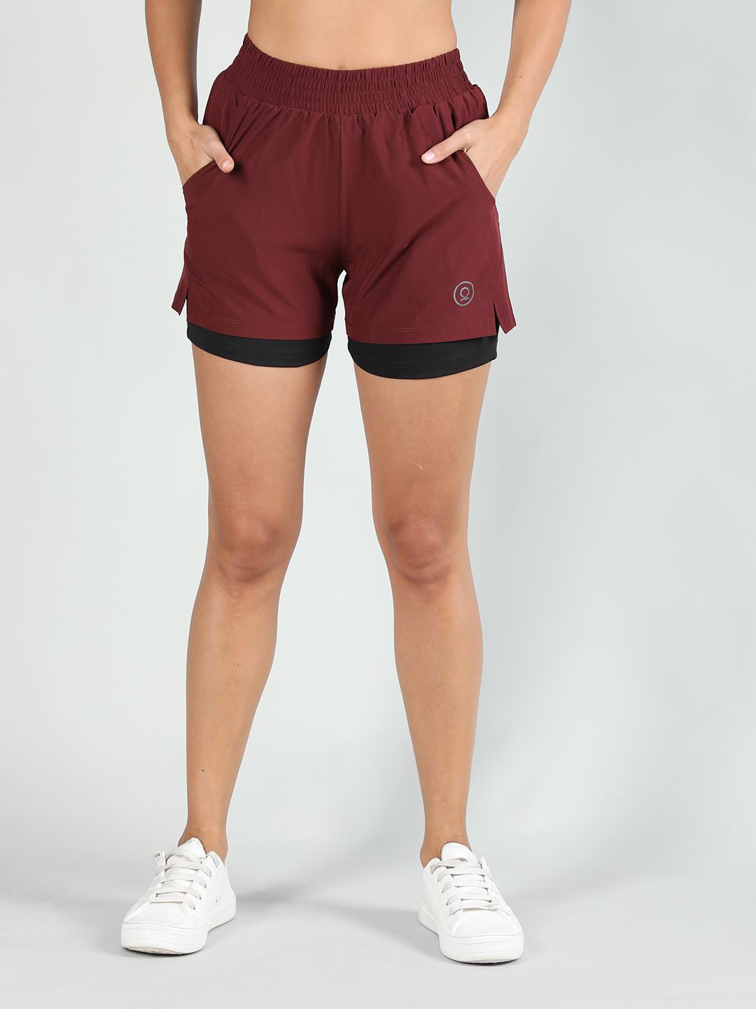 chkokko Solid Women Maroon, Black Running Shorts-picture-16
