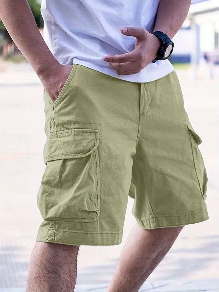 vogaan Solid Men Light Green Cargo Shorts-picture-14