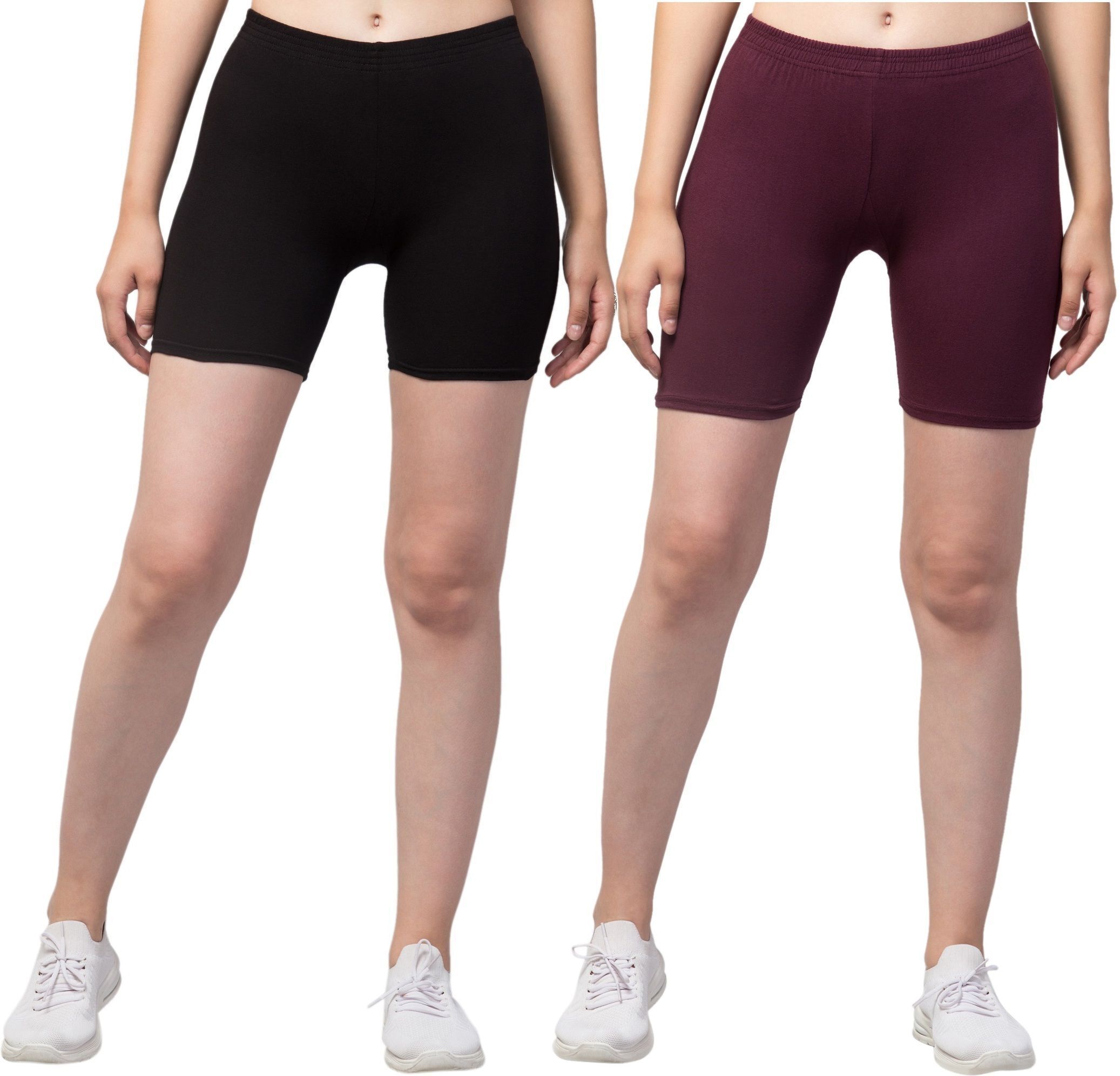 the klowt co Pack of 2 Solid Women Black, Maroon Regular Shorts, Night Shorts, Basic Shorts, Casual Shorts-picture-38