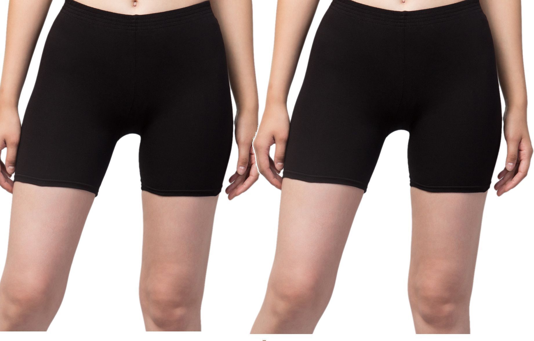 Pack of 2 Solid Women Black Gym Shorts, Night Shorts, Running Shorts, Sports Shorts, Cycling Shorts, Swim Shorts-image-31