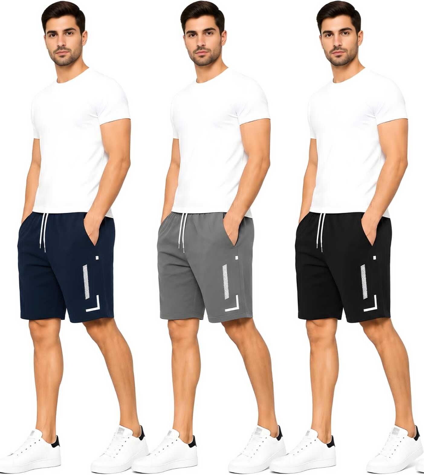 sna enterprise Pack of 3 Self Design Men Multicolor Regular Shorts-picture-16