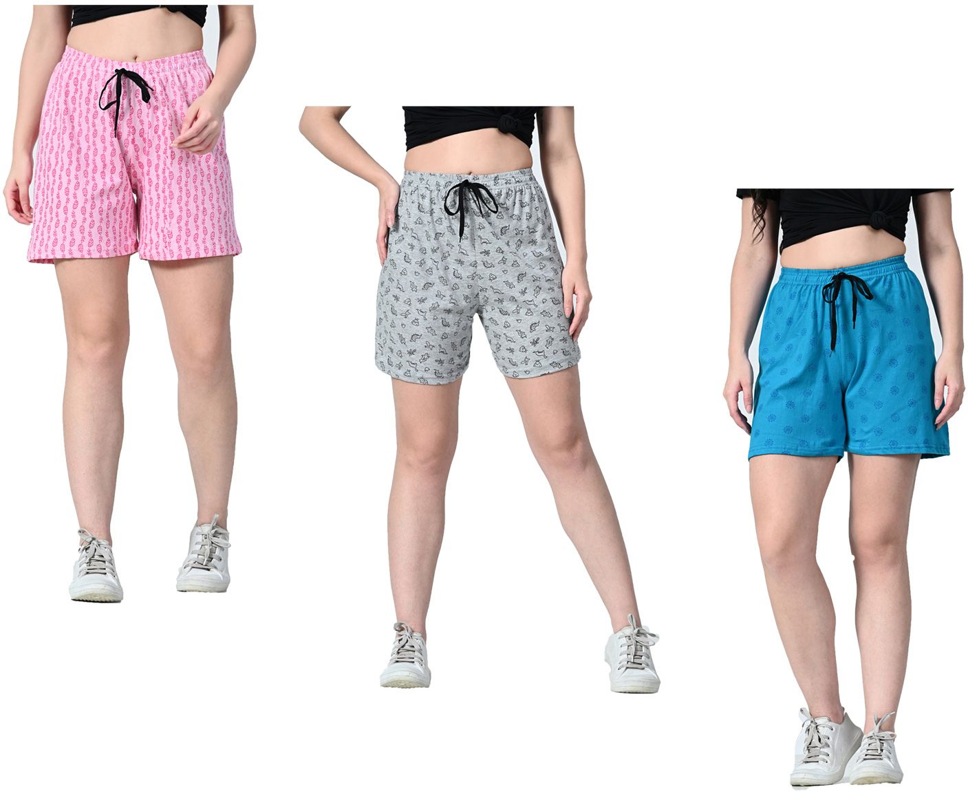 kayu Pack of 3 Printed Women Multicolor Regular Shorts-picture-23