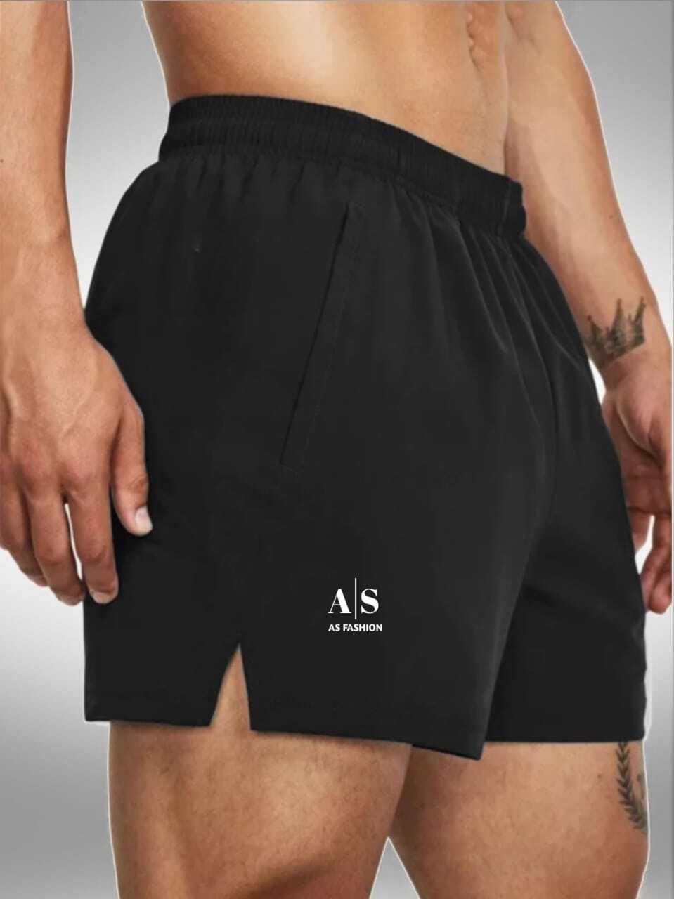 as fashion Solid Men Black Sports Shorts-picture-11