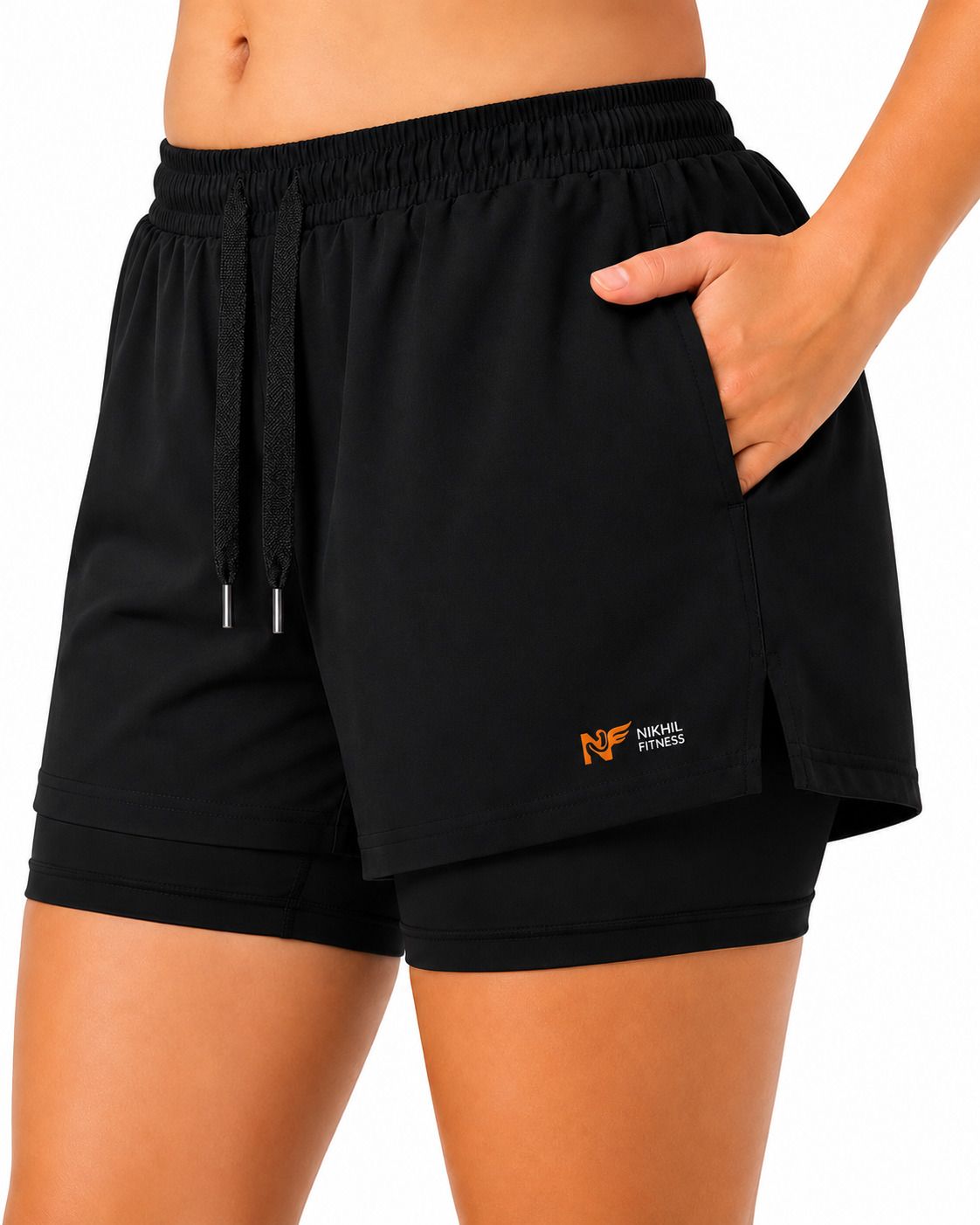 nikhilfitness Solid Women Black Casual Shorts-picture-27