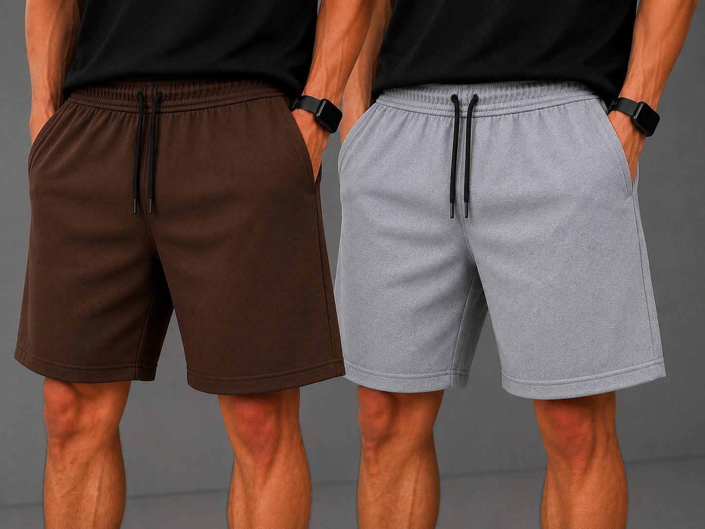 yobdel Pack of 2 Solid Men Multicolor Regular Shorts-picture-19
