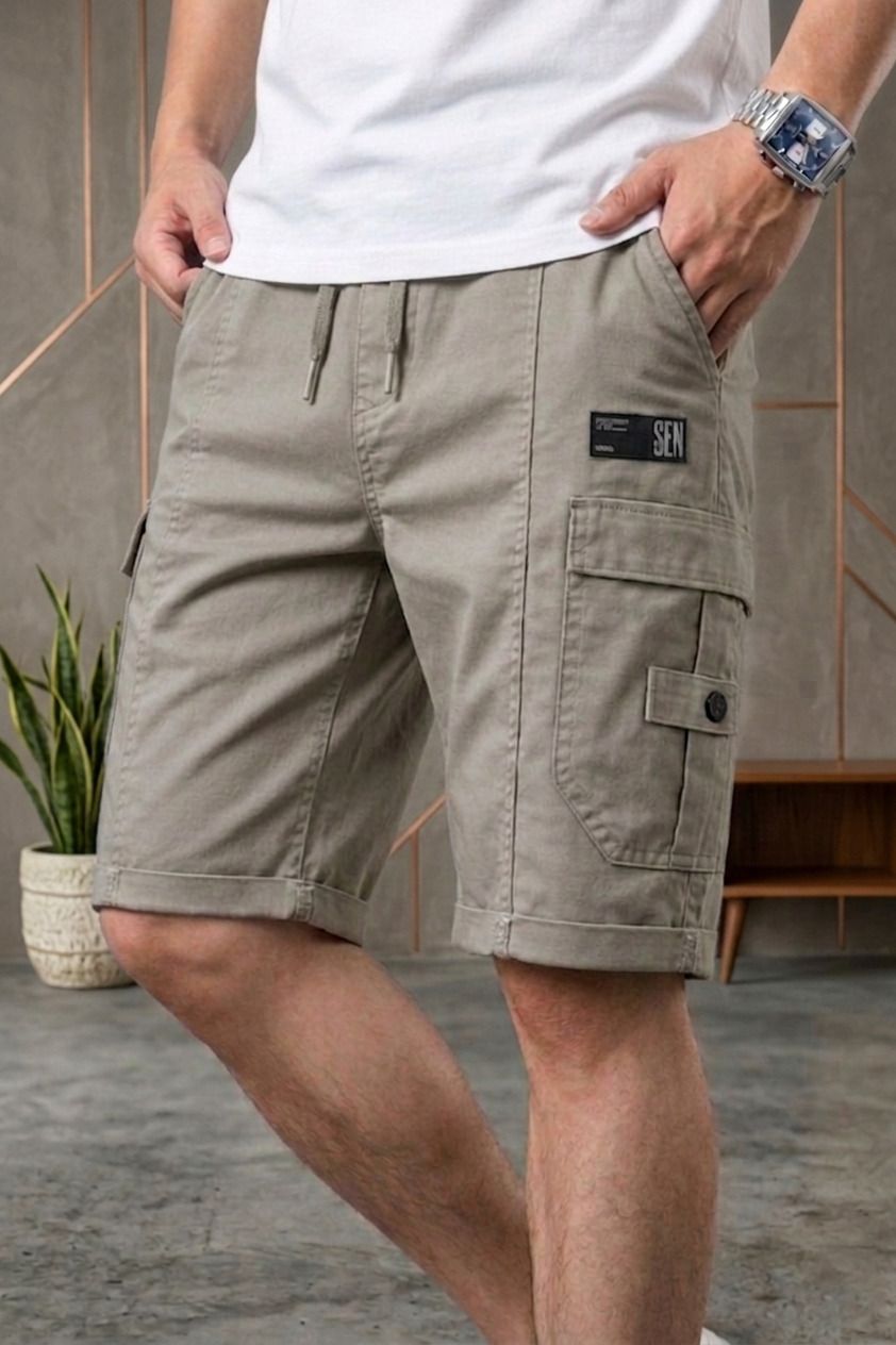 ollexo Solid Men Grey Cargo Shorts, Regular Shorts, Basic Shorts, Casual Shorts-picture-38