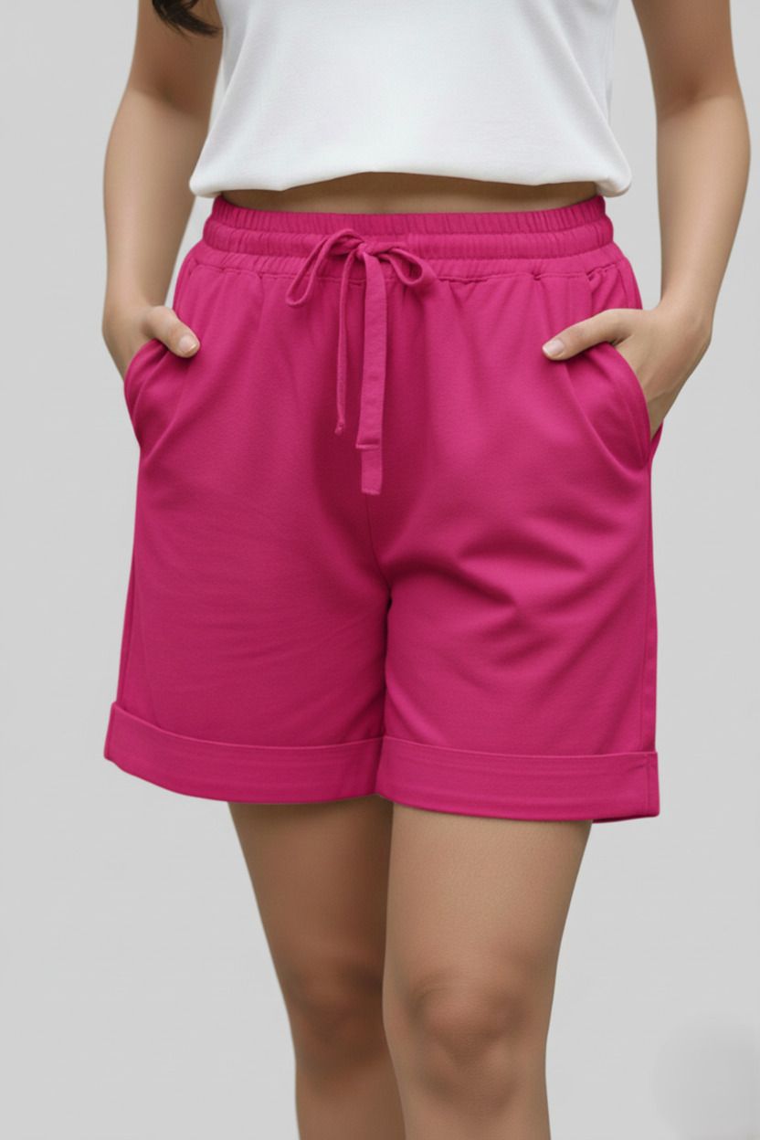 moirai Solid Women Pink Casual Shorts-picture-22