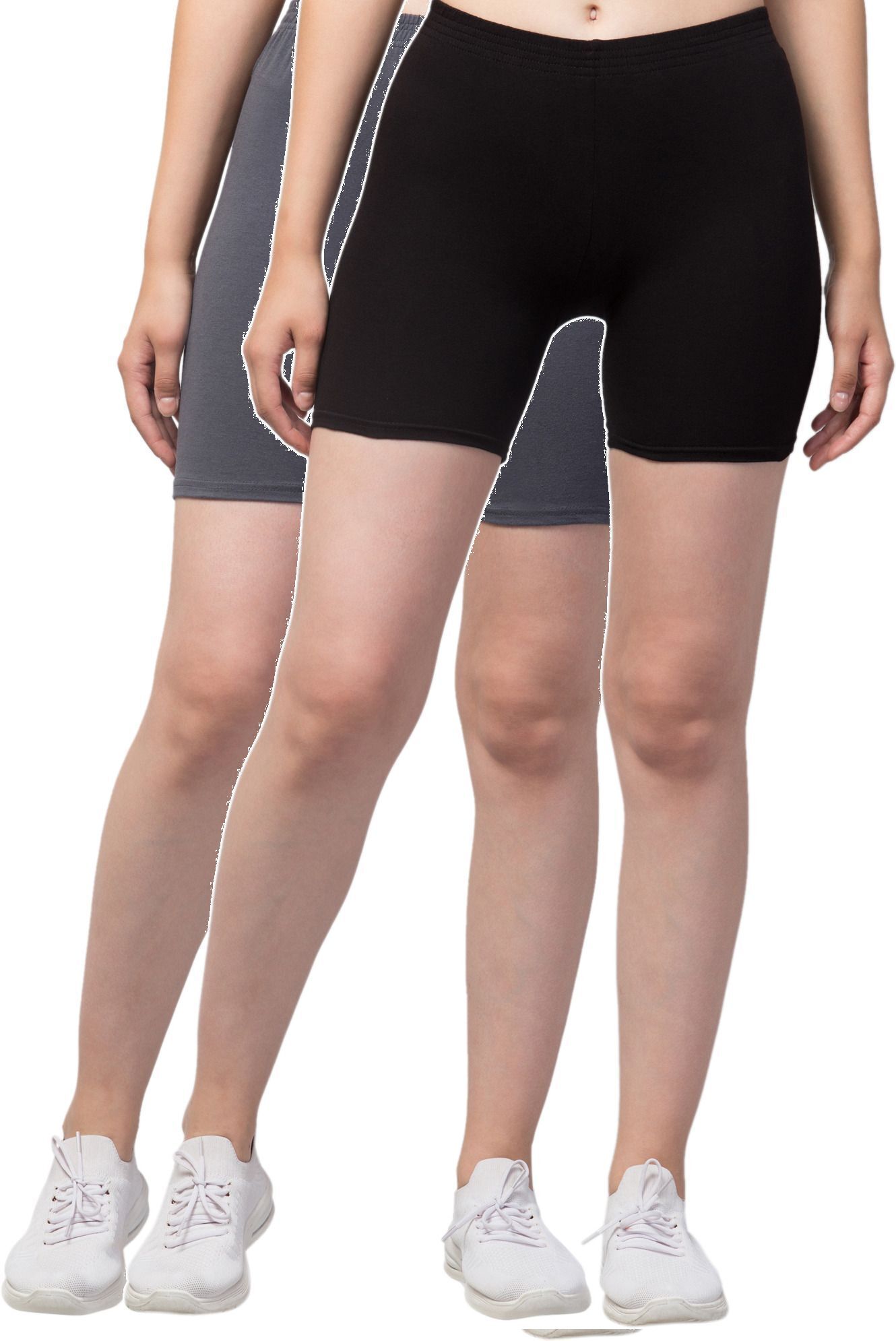 the klowt co Pack of 2 Solid Women Black, Dark Grey Gym Shorts, Night Shorts, Running Shorts, Sports Shorts, Cycling Shorts, Swim Shorts-picture-38