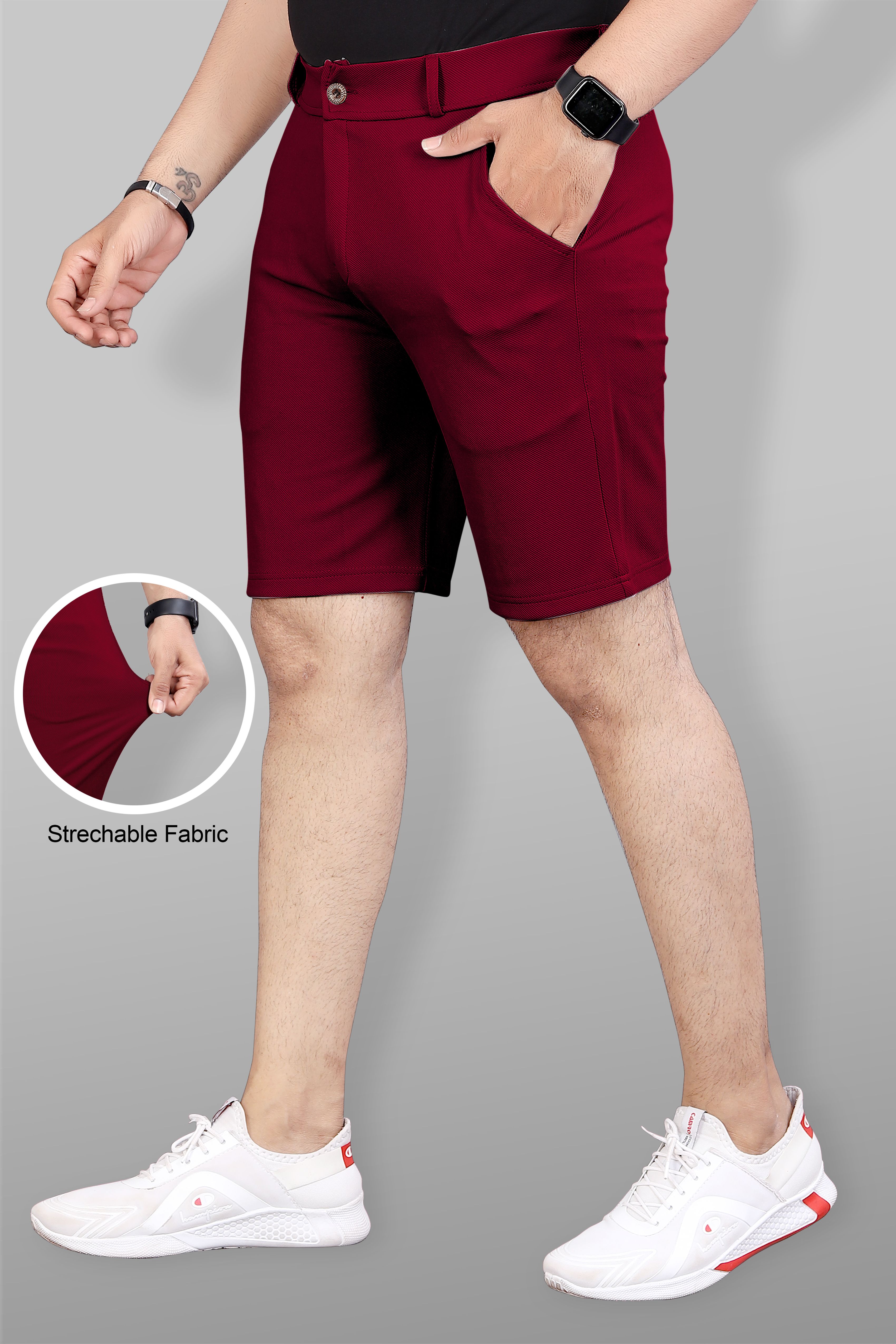 indiclub Solid Men Maroon Sports Shorts-picture-21