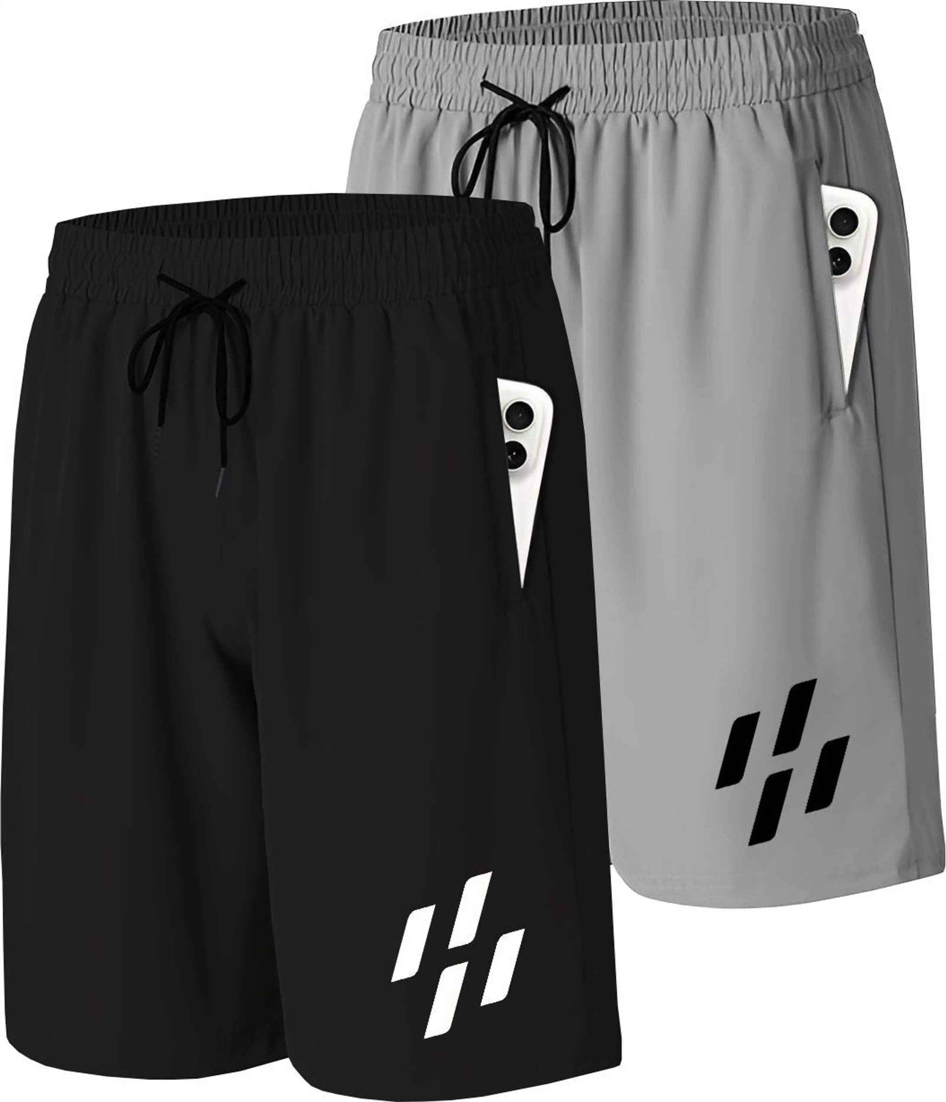 insanitee Pack of 2 Self Design Men Black, Grey Sports Shorts-picture-27