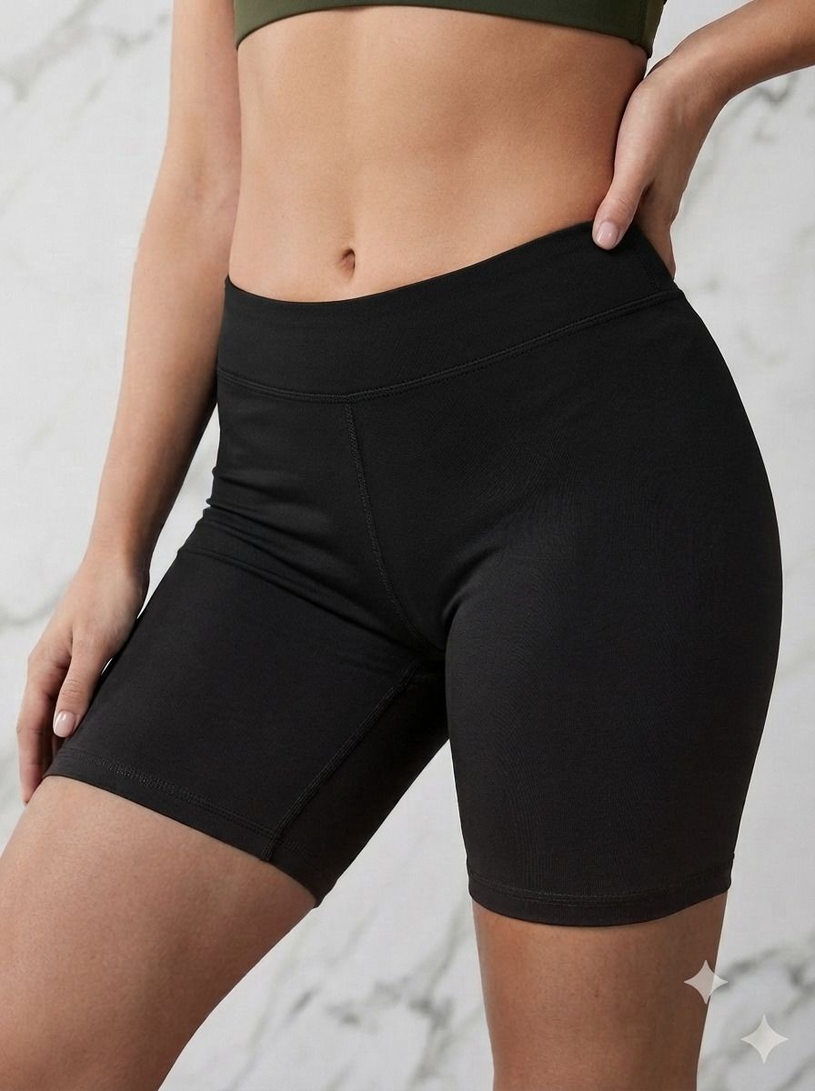 unfld Solid Women Black Gym Shorts-picture-33