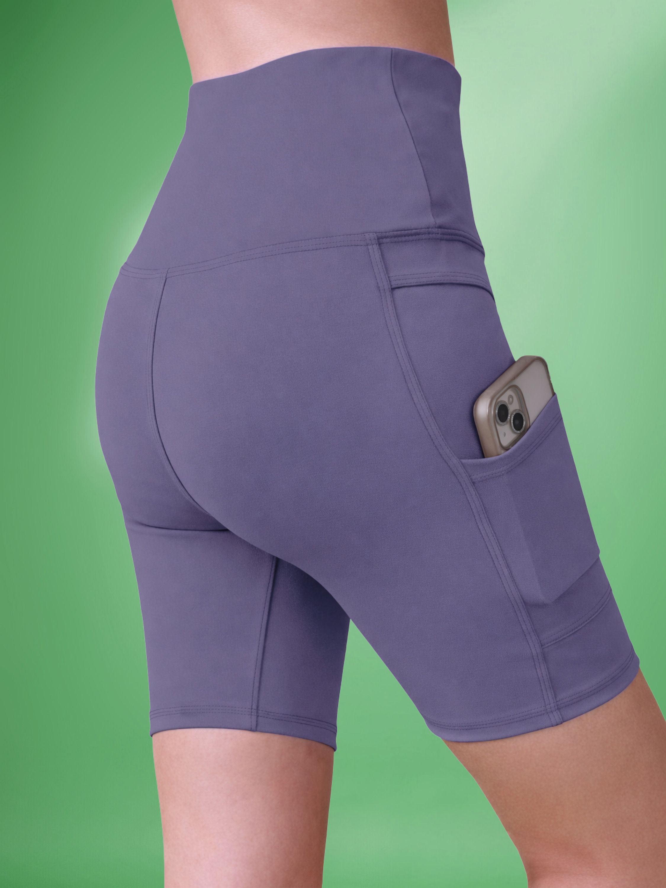poojaran Solid Women Purple High Waist Shorts-picture-19