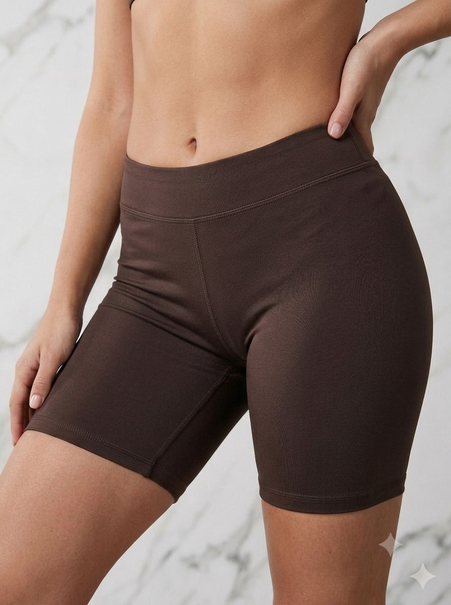 unfld Solid Women Brown Gym Shorts-picture-32