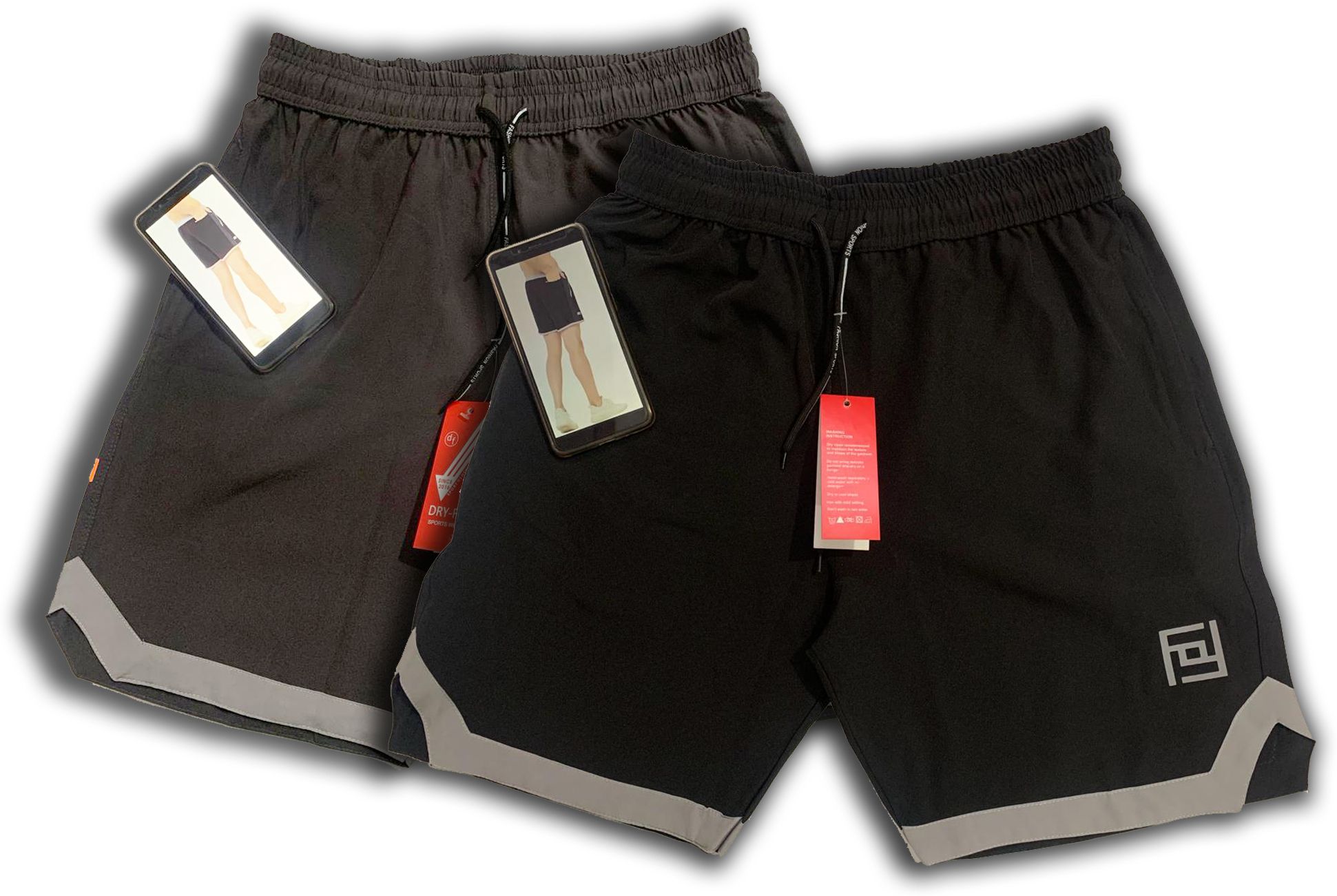 fitinoutfit Pack of 2 Solid Men Black, Grey Running Shorts-picture-12