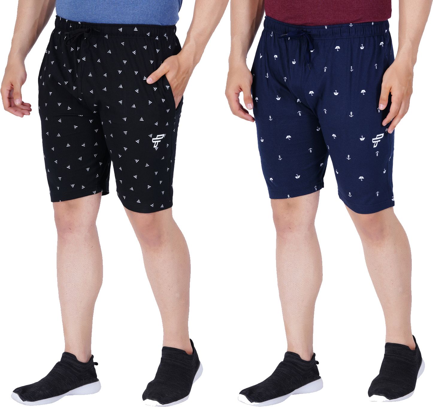 feel track Pack of 2 Printed Men Black, Dark Blue Regular Shorts-picture-22