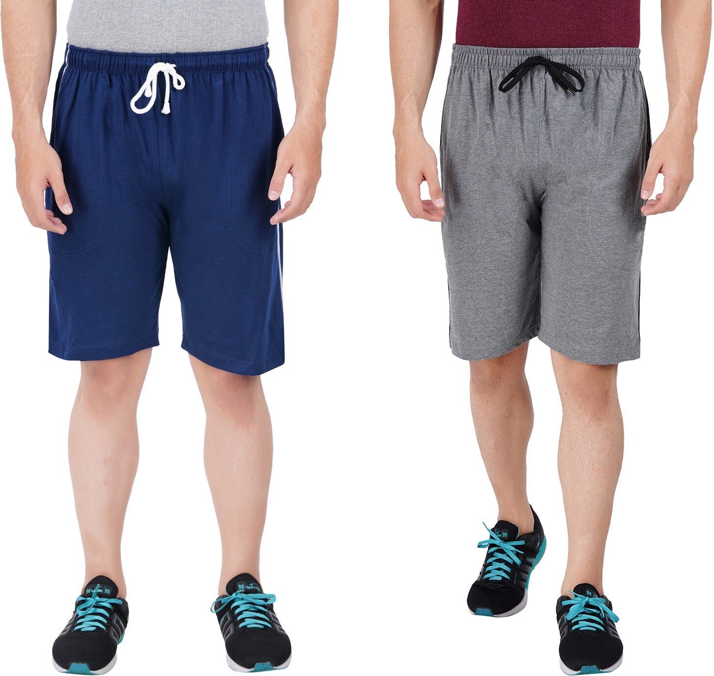 feel track Pack of 2 Solid Men Blue, Grey Regular Shorts-picture-17