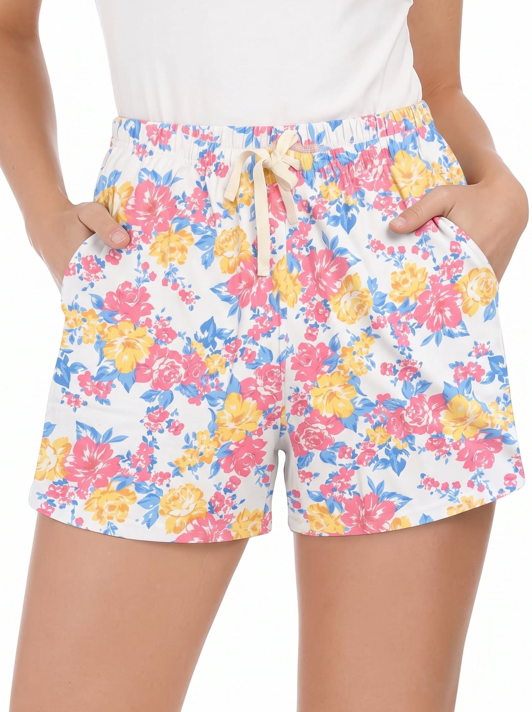 Printed Women White Casual Shorts-image-1
