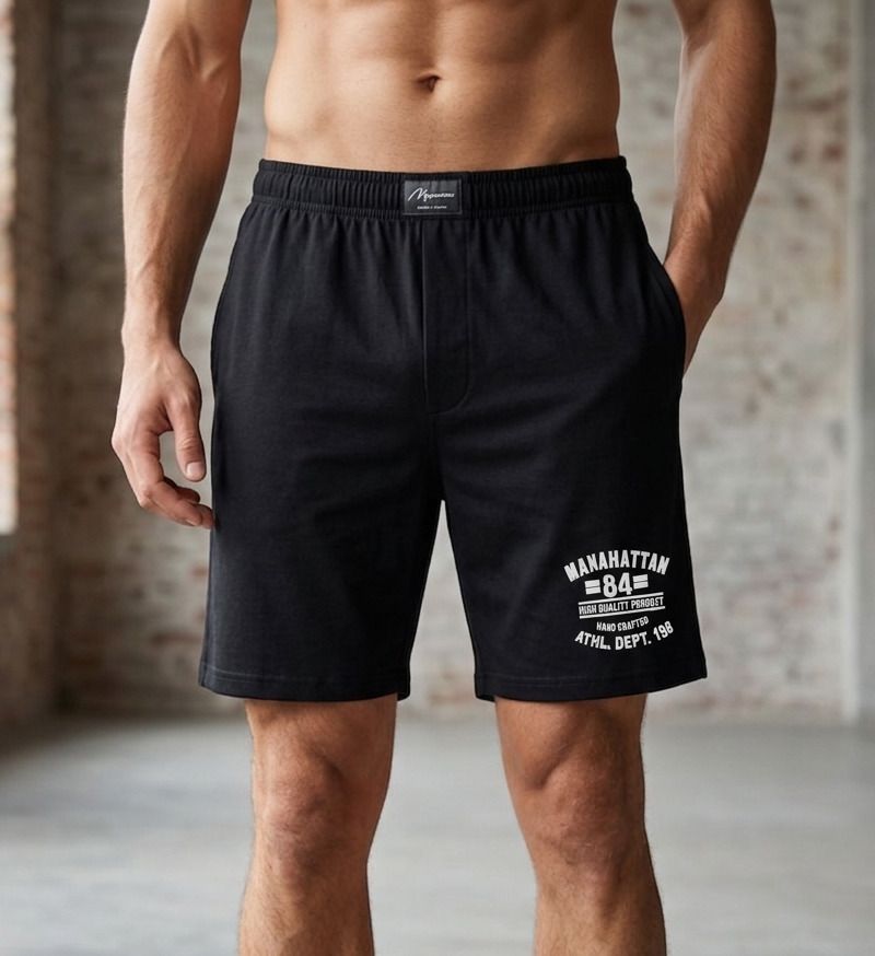 dark culture Solid, Graphic Print Men Black Casual Shorts, Night Shorts-picture-43