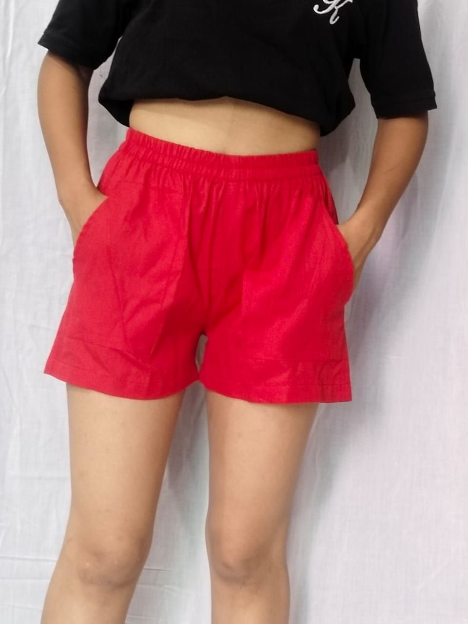 fesnova Solid Women Red Regular Shorts-picture-24