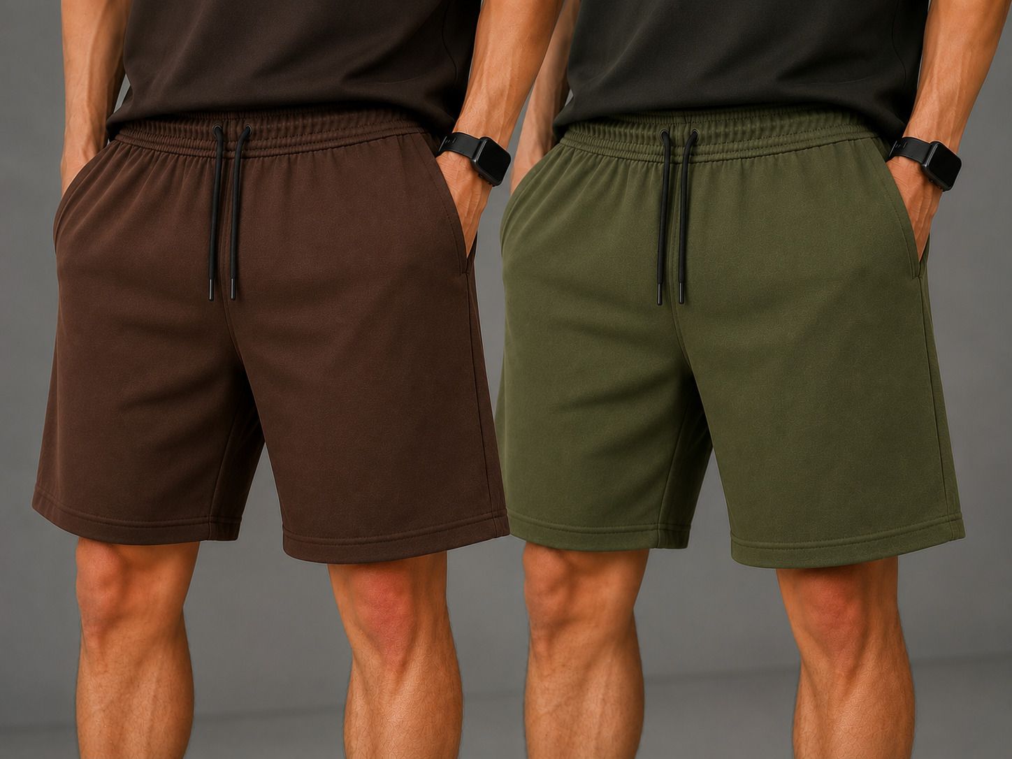 yobdel Pack of 2 Solid Men Multicolor Regular Shorts-picture-17