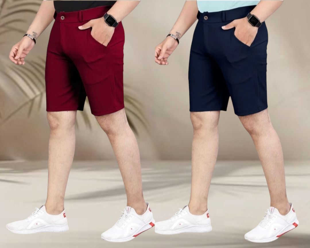 Pack of 2 Solid Men Maroon, Dark Blue Casual Shorts-image-47