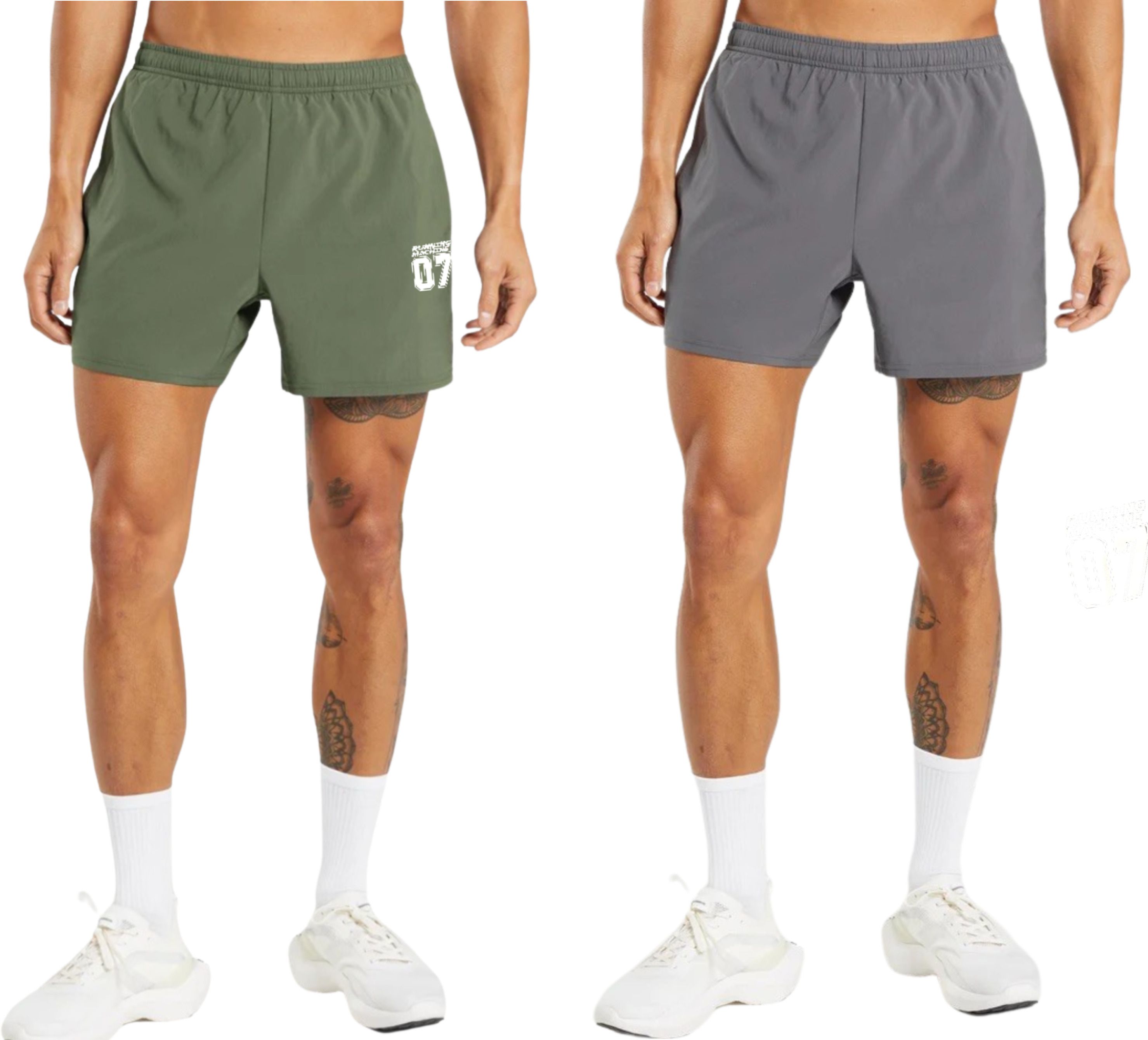 running machine Pack of 2 Solid Men Dark Grey, Green Sports Shorts-picture-11
