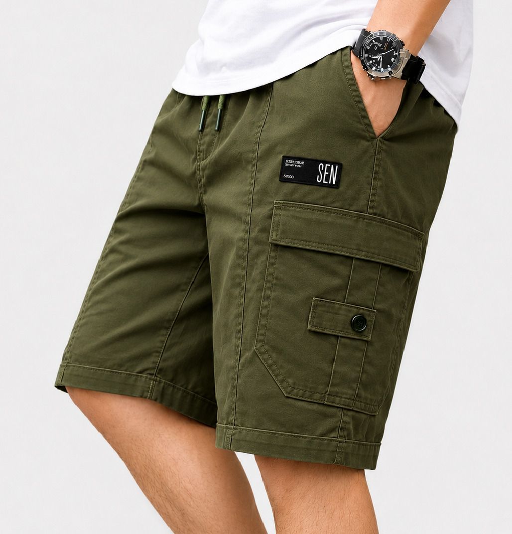 la bento Solid Men Green Cargo Shorts-picture-14