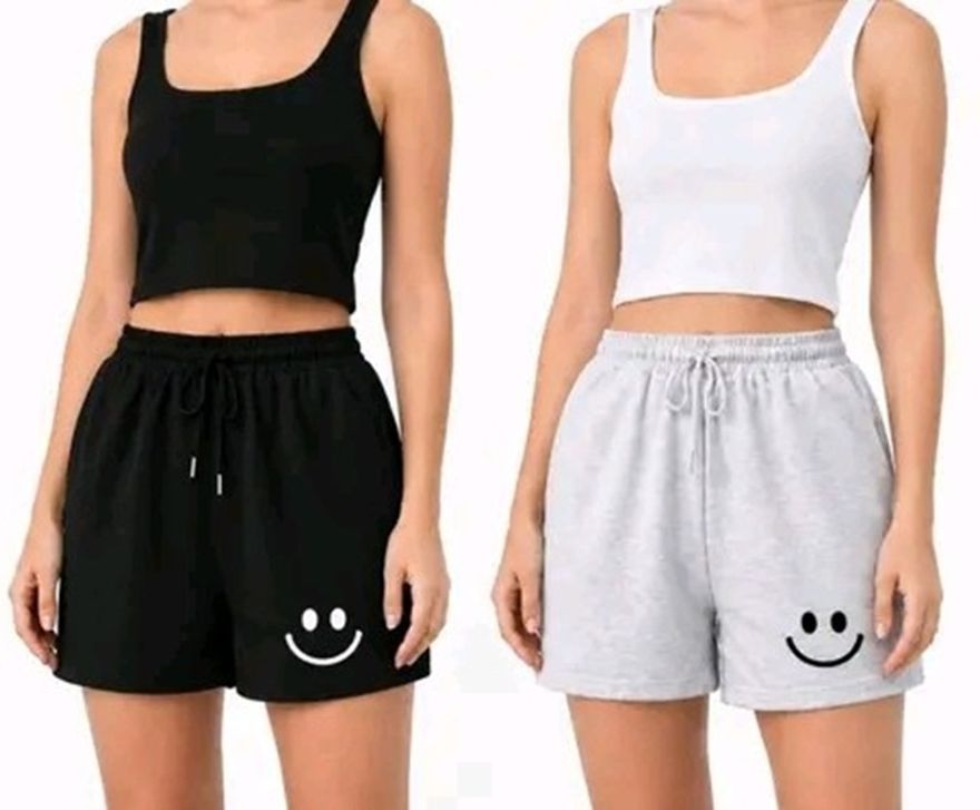 fayrouz Pack of 2 Printed Women Grey, Black Basic Shorts-picture-23