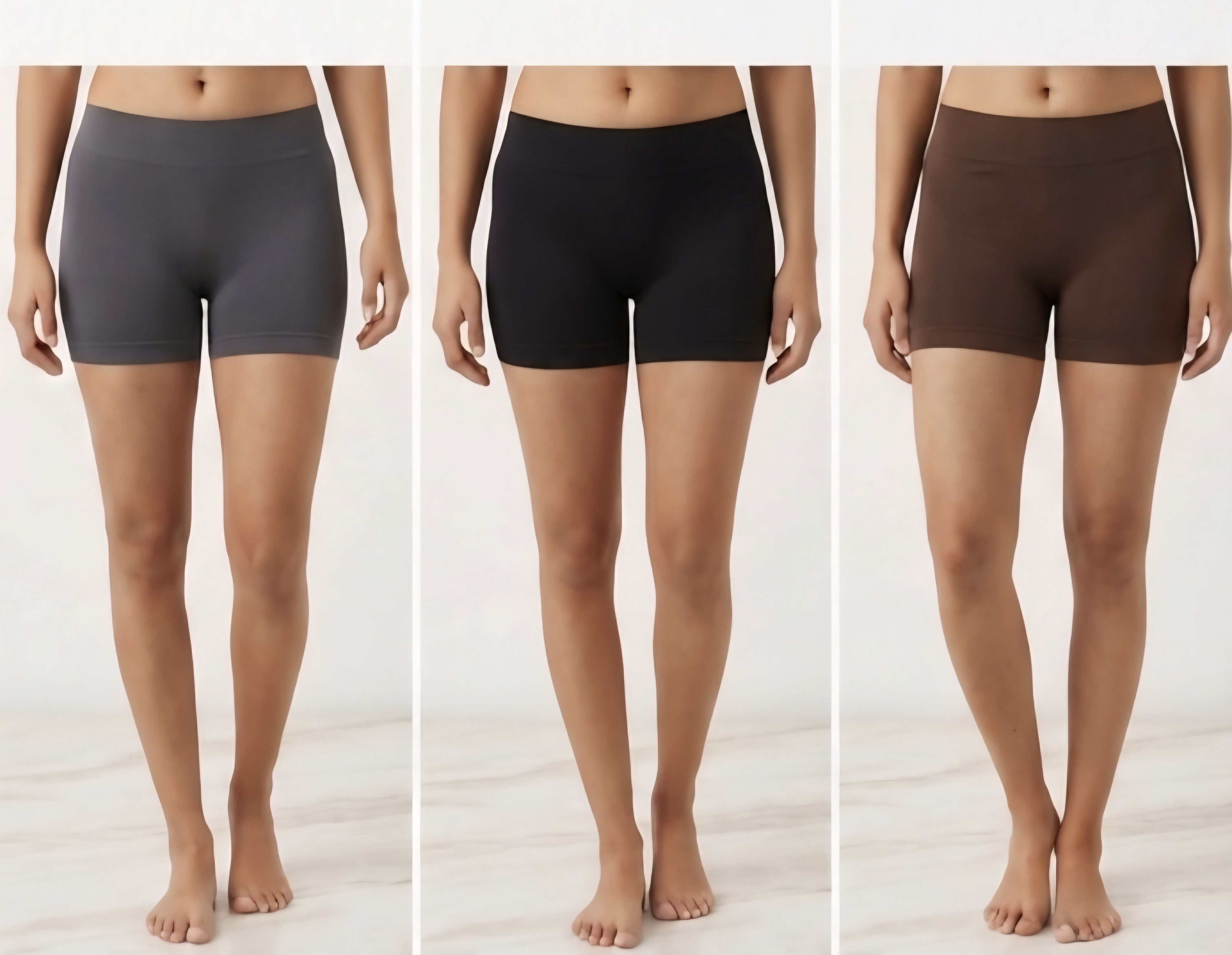 Pack of 3 Solid Women Brown, Dark Grey, Black Sports Shorts, Gym Shorts-image-33