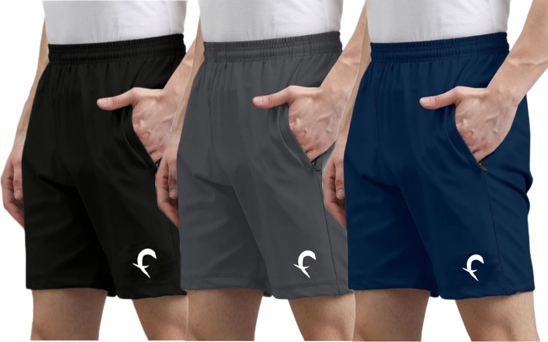 Pack of 3 Solid Men Multicolor Sports Shorts, Basic Shorts, Regular Shorts