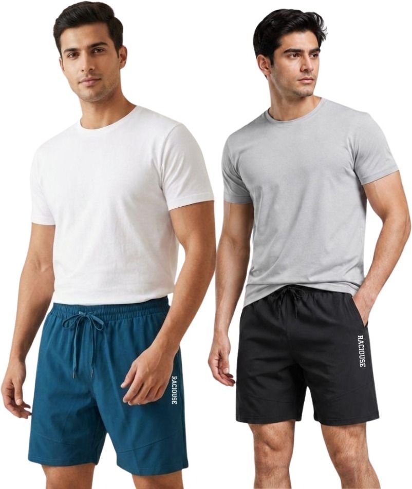 raciouse Solid Men Dark Blue, Dark Green Gym Shorts, Sports Shorts, Casual Shorts-picture-18