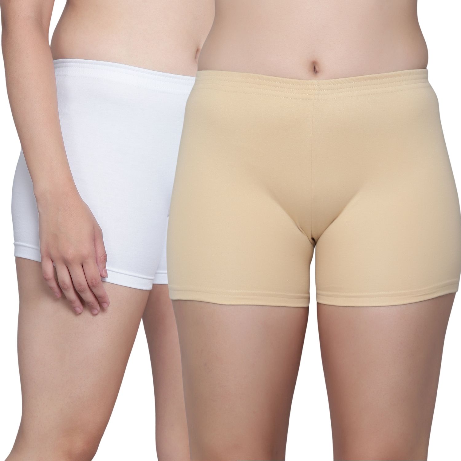 aimly Pack of 2 Solid Women Beige Cycling Shorts-picture-15