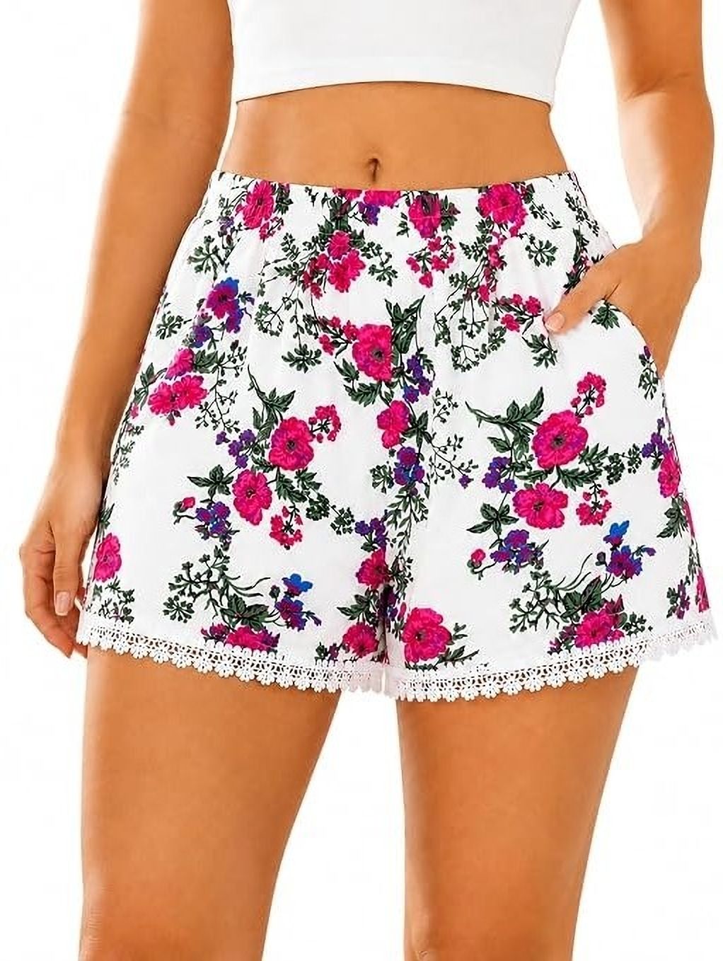 belwish Floral Print, Printed Women Red, Multicolor Basic Shorts-picture-11