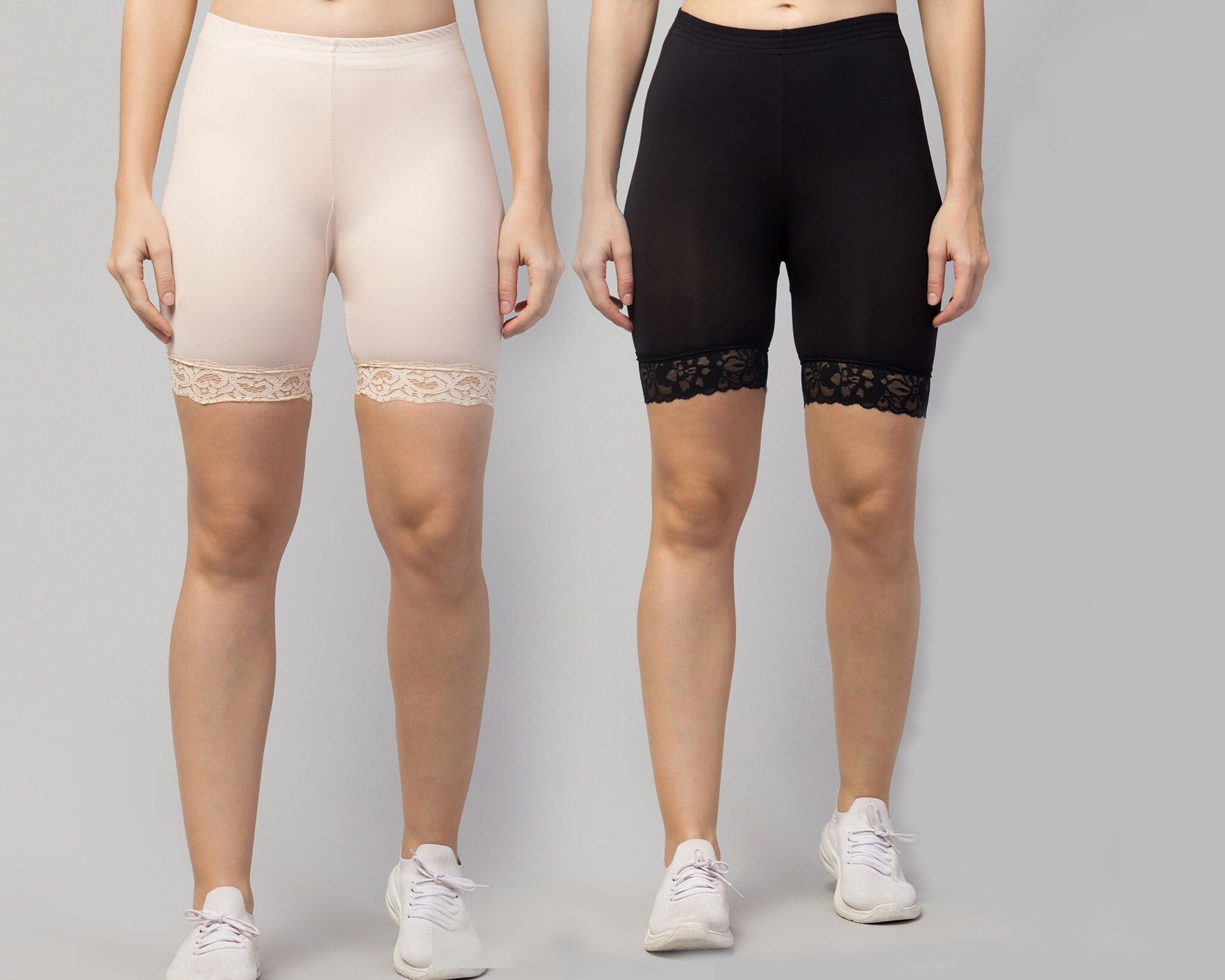 arsheen adore Pack of 2 Self Design Women Beige, Black Basic Shorts-picture-28