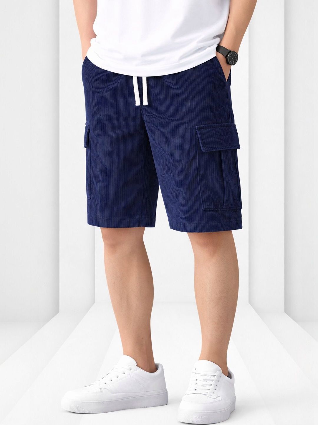 metronaut Men's Comfortable Solid Polycotton Lounge & Casual Shorts Solid Men Blue Casual Shorts-picture-10