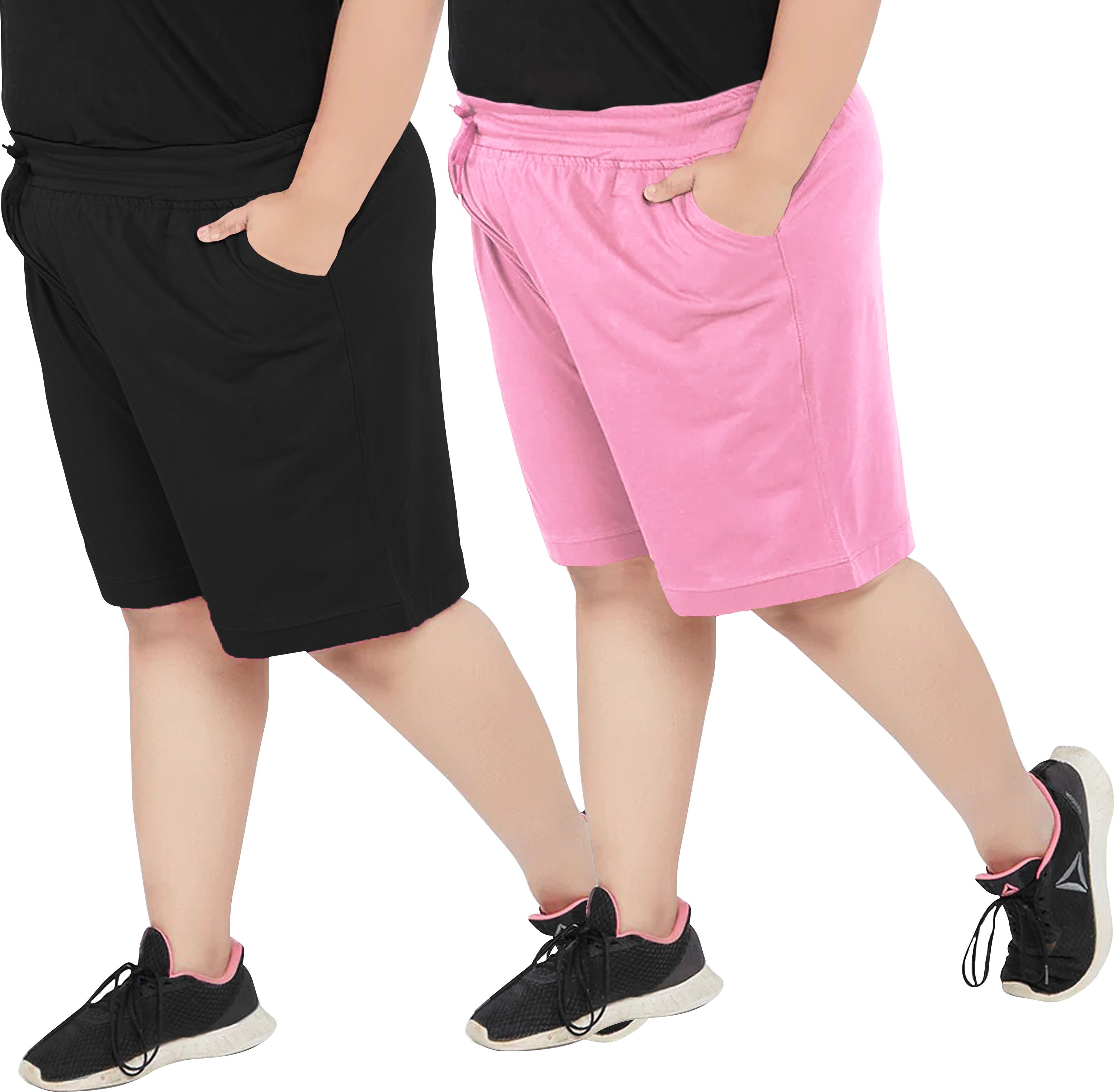 elite soul Pack of 2 Solid Women Multicolor Casual Shorts-picture-36