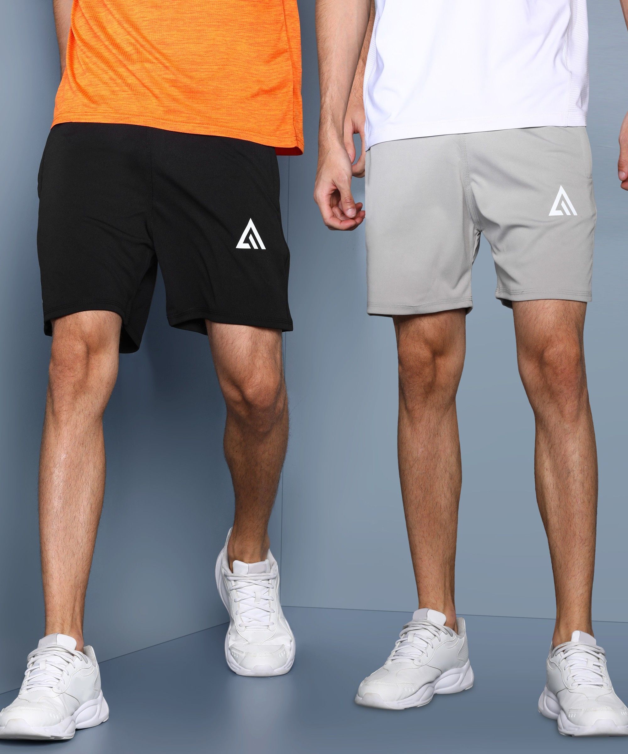 Pack of 2 Solid Men Black, Grey Basic Shorts
