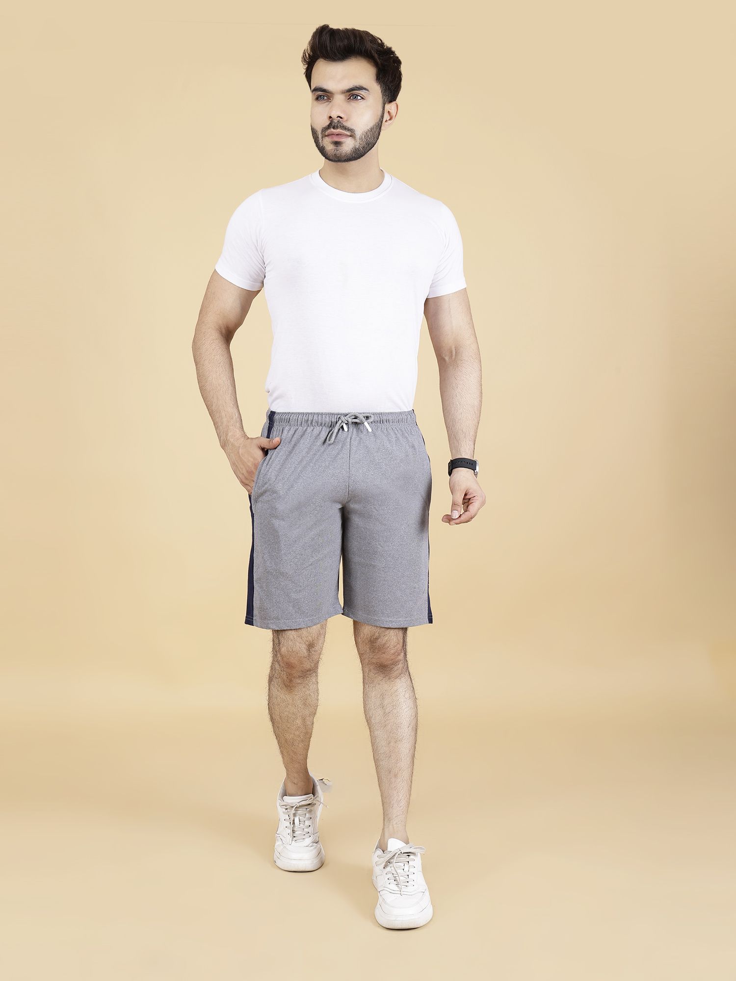 mast & harbour Solid Men Grey Regular Shorts-picture-21